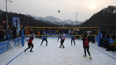 Австрийците рекламират снежния волейбол на Олимпиадата 