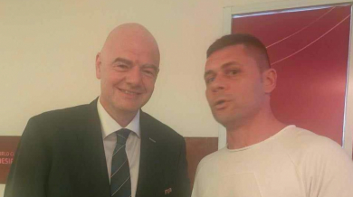 Само в БЛИЦ: Шефът на ФИФА със силно послание за България на среща с Александър Димитров