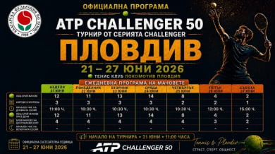 12 българи на турнира от сериите „Чалънджър“ в Пловдив