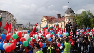 Стълпотворение на първомайския митинг в София