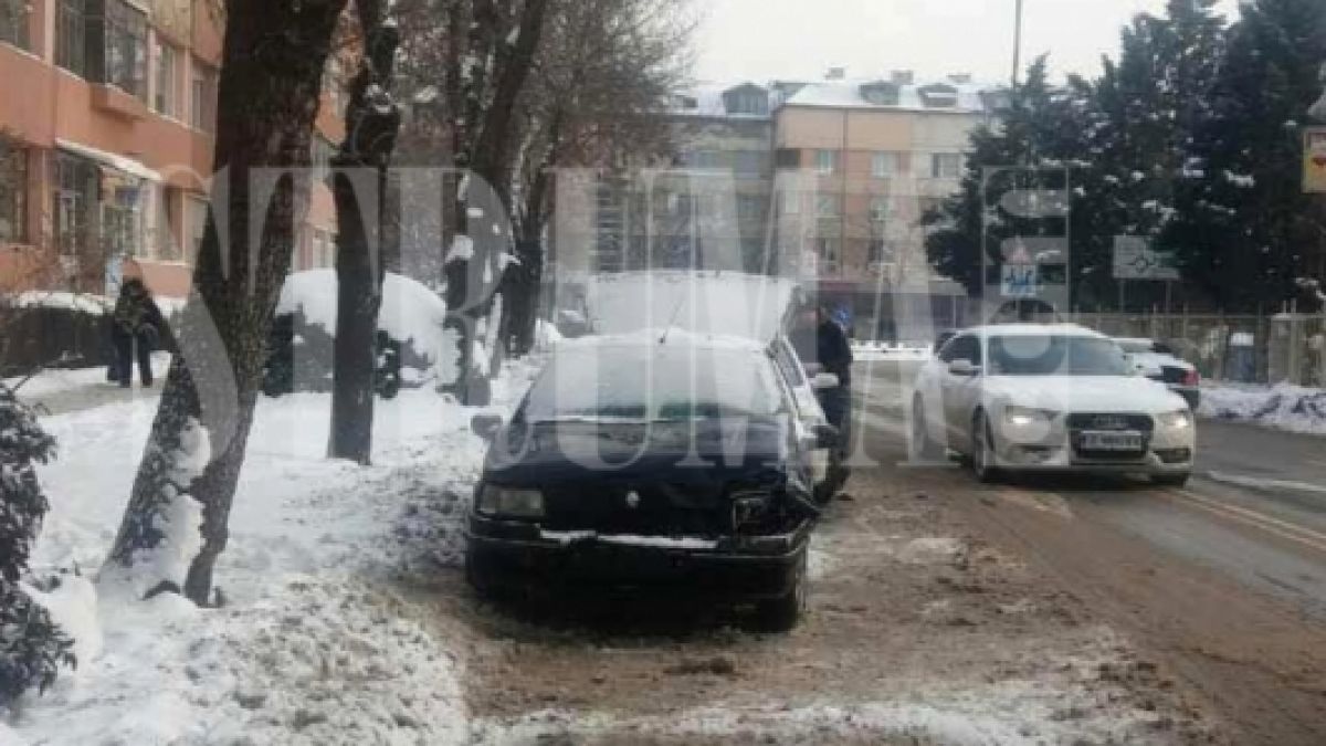 Шофьор се размаза в дърво пред полицейско управление (СНИМКИ)
