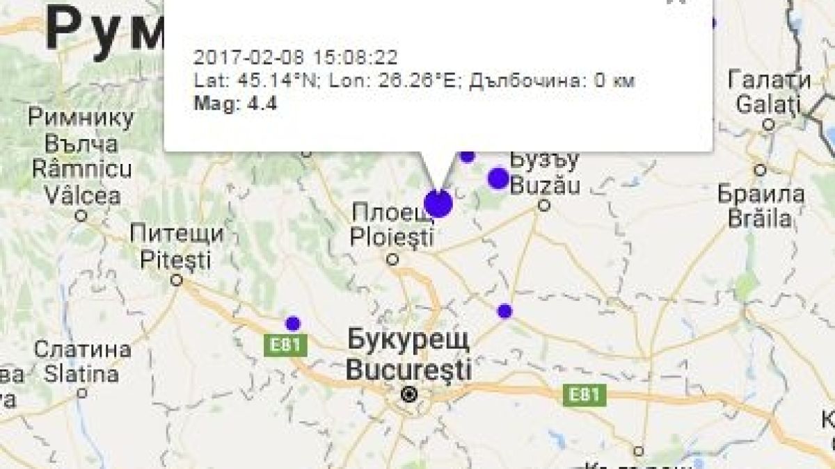 Второ за деня земетресение във Вранча със сила 4,4 по Рихтер разлюля и България (КАРТА)
