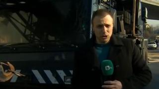 Кран избухна в пламъци до Румънското посолство (СНИМКА)