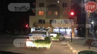  Полицейски коли, натъпкани с канабис, минават на червено без мигач в Пловдив (СНИМКА)