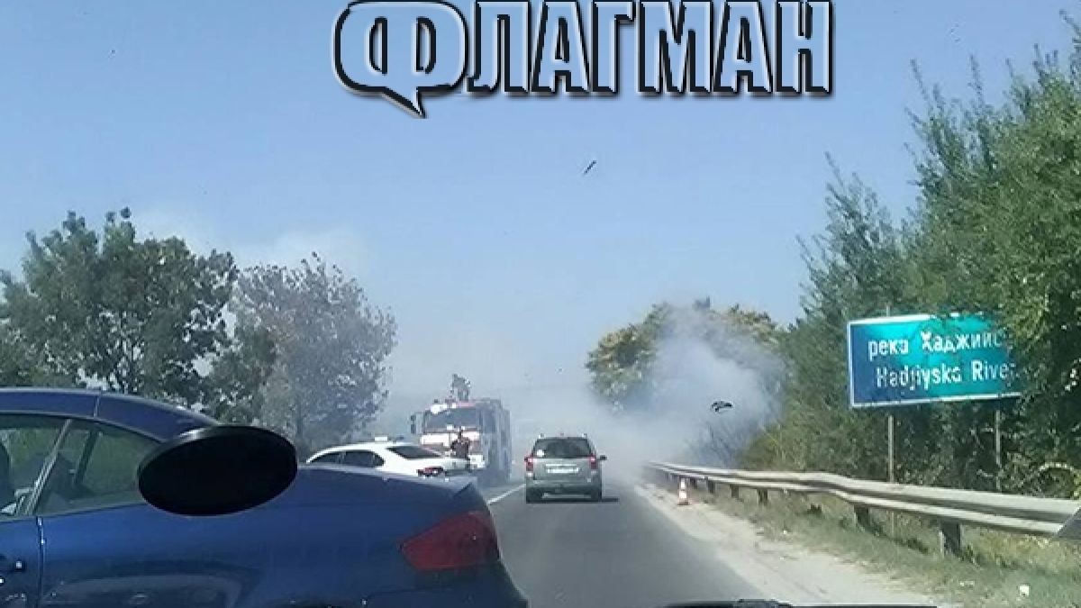 Извънредно! Пожар пламна край пътя до Слънчев бряг (ВИДЕО)