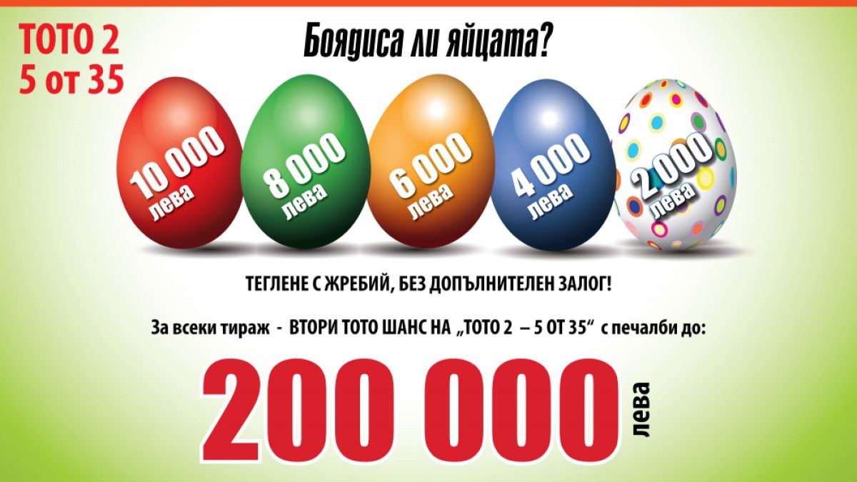 Великденски яйца с печалби раздават от Български спортен тотализатор на Велики четвъртък