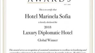 Хотел Marinela Sofia за пореден път с престижно отличие от световната организация World Luxury Hotel