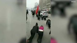 Шеф на фирма накара служителките си да лазят по улиците (СНИМКИ/ВИДЕО)  