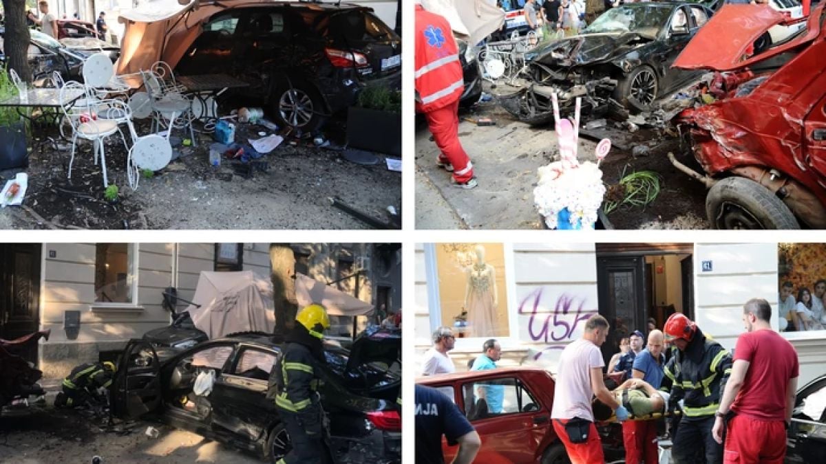 Зверска катастрофа в центъра на Белград! Автомобил се вряза в кафене (СНИМКИ)
