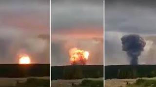 Вижте страшната гъба от взрива в оръжейния склад в Русия ВИДЕО