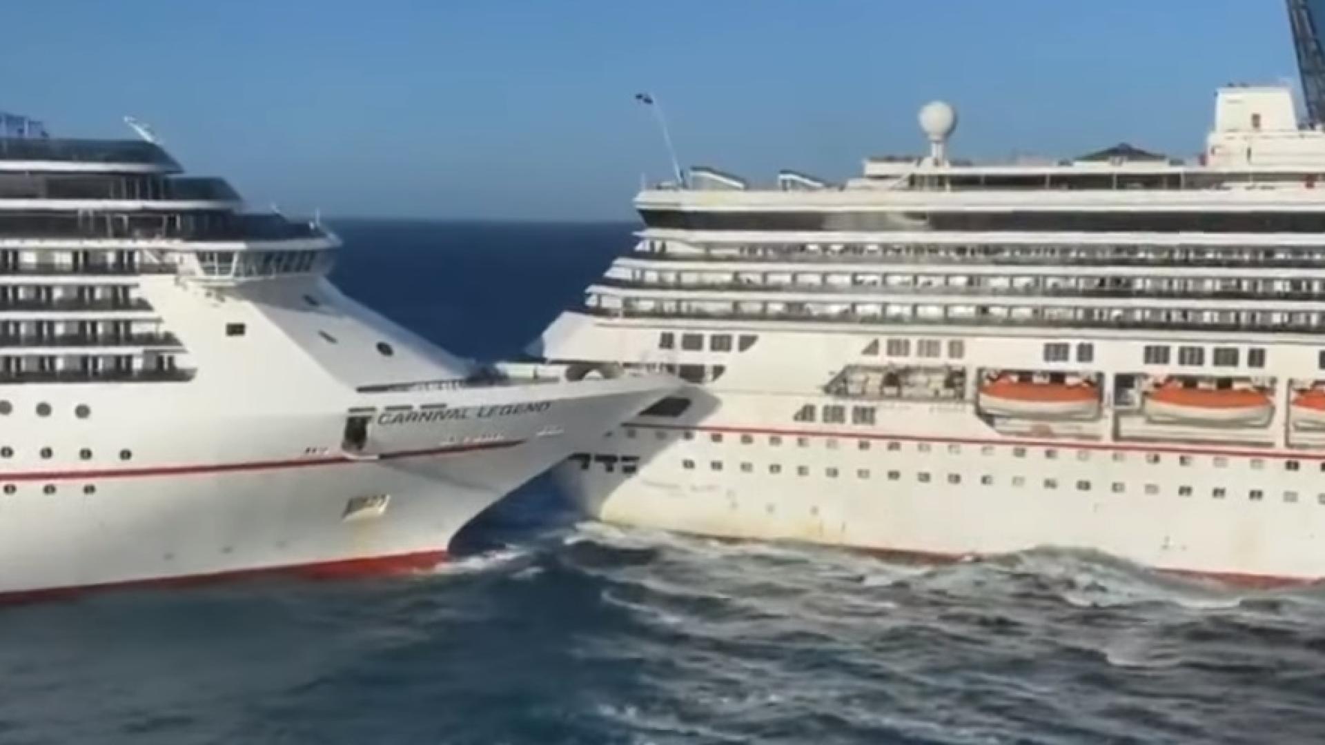 Два огромни круизни лайнера се сблъскаха в пристанище ВИДЕО