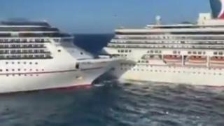 Зрелищни СНИМКИ и ВИДЕО от сблъсъка на двата пътнически лайнера в Мексико