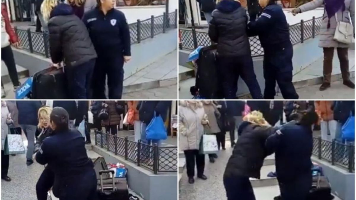Улична търговка просна полицайка в безсъзнание с един удар ВИДЕО