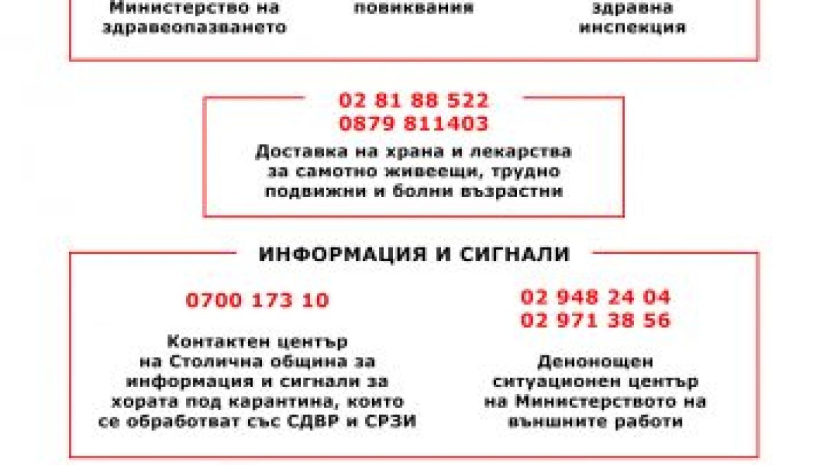 Внимание! Най-важните телефони по време на епидемията ГРАФИКА
