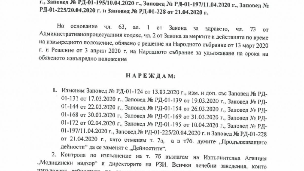 С тази ЗАПОВЕД на здравния министър пада нова забрана