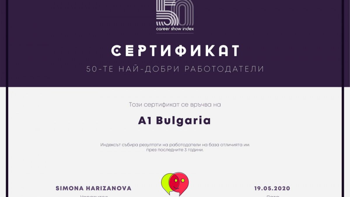 А1 води в класацията за най-добър работодател Career Show Index 2020