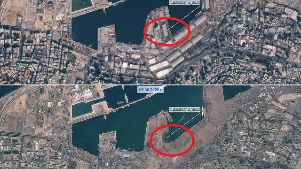 Кошмарна гледка: „Роскосмос” показа опустошения от взрива Бейрут на СНИМКИ от спътник