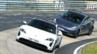 Битката на "електричките": Tesla Model 3 срещу Porsche Taycan ВИДЕО 