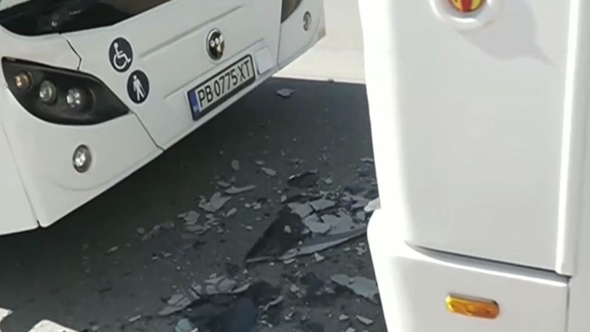 Меле между 2 автобуса в Пловдив ВИДЕО
