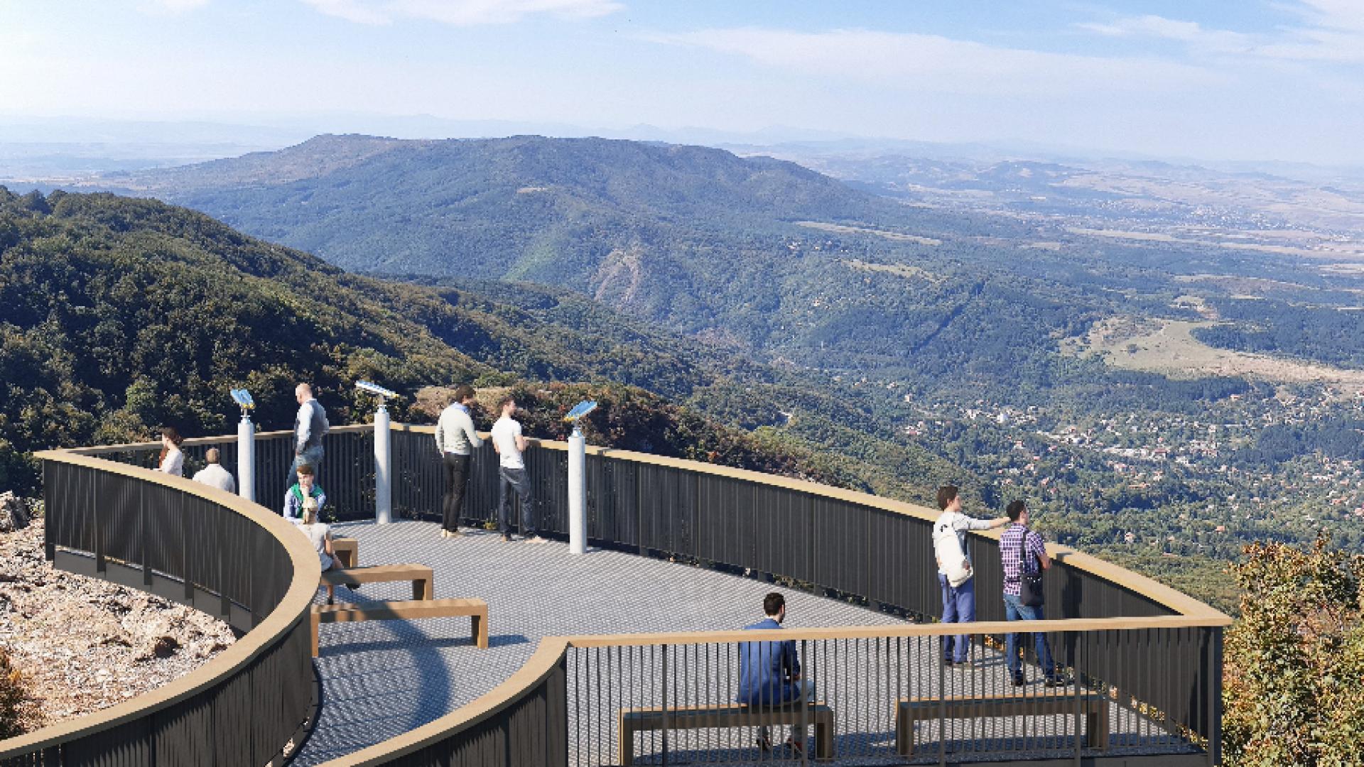 Площадка върху скалите разкрива пълната гледка към София от Копитото 