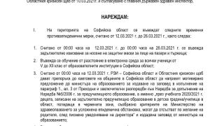 Това е ЗАПОВЕДТА с новите строги К-19 мерки, които ще сковат София от петък!