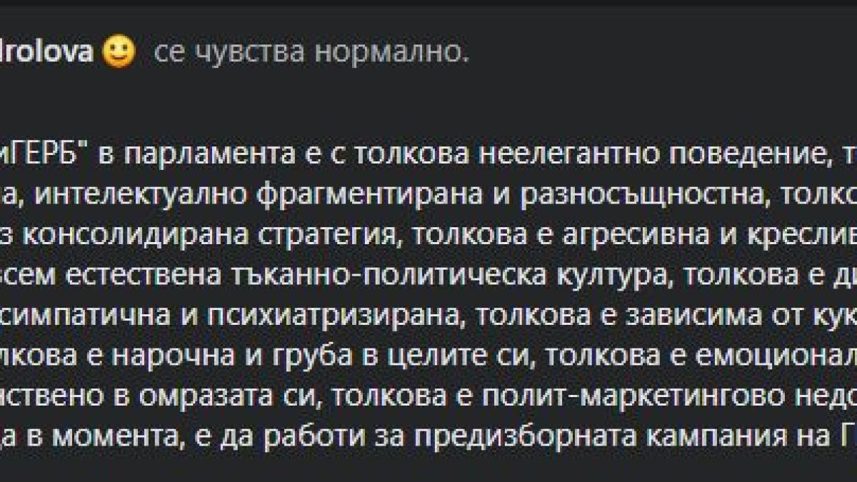 Андролова със сензационна версия за случващото се в НС и ГЕРБ