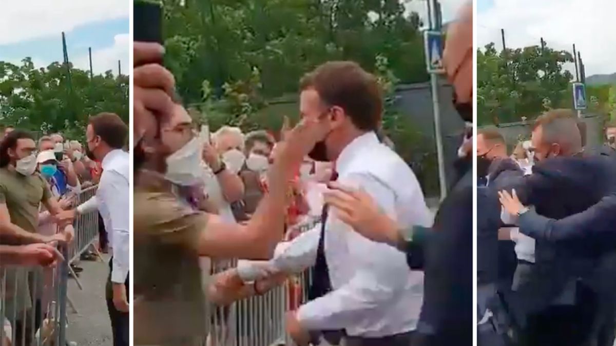 Гражданин заби шамар на френския президент ВИДЕО