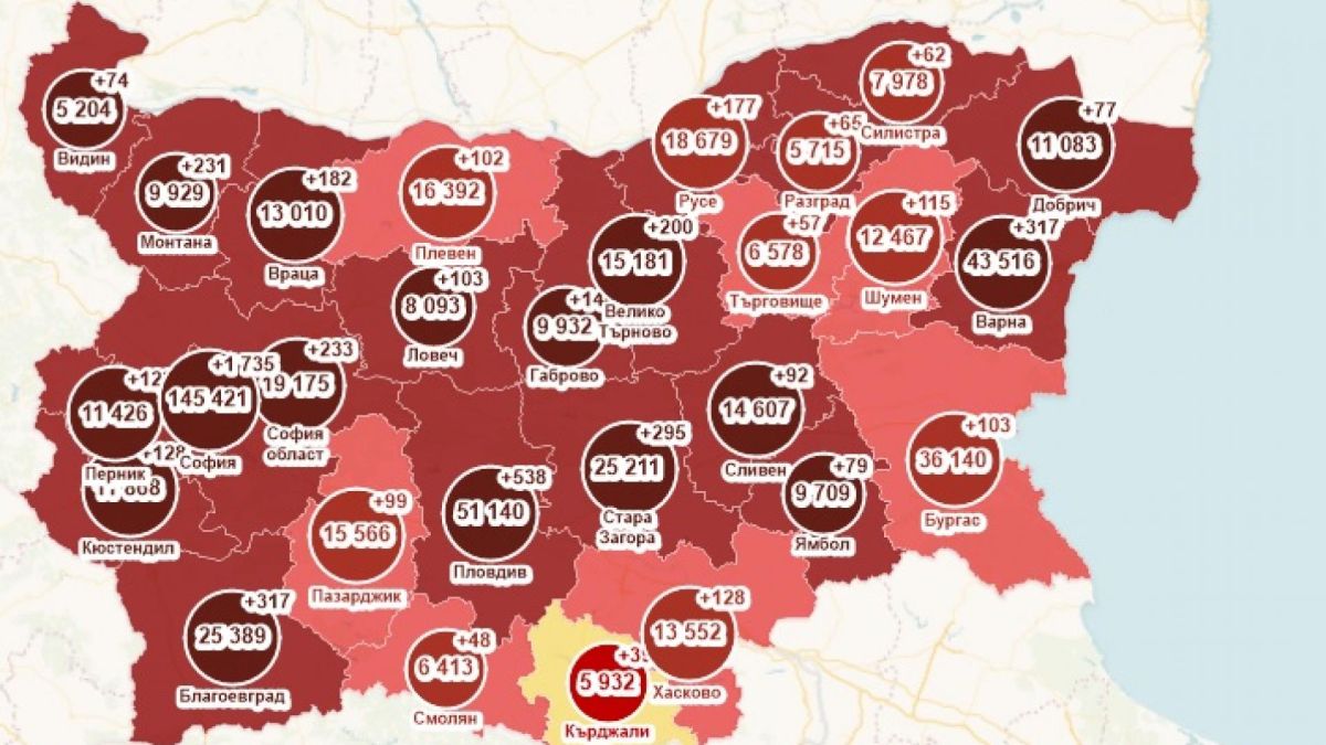 Кървавочервена К-19 КАРТА на България вещае мрачно бъдеще