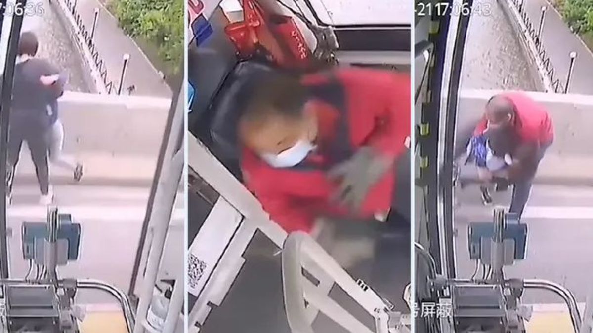 Шофьор на автобус спаси жена и дете, секунда преди да намерят смъртта си ВИДЕО
