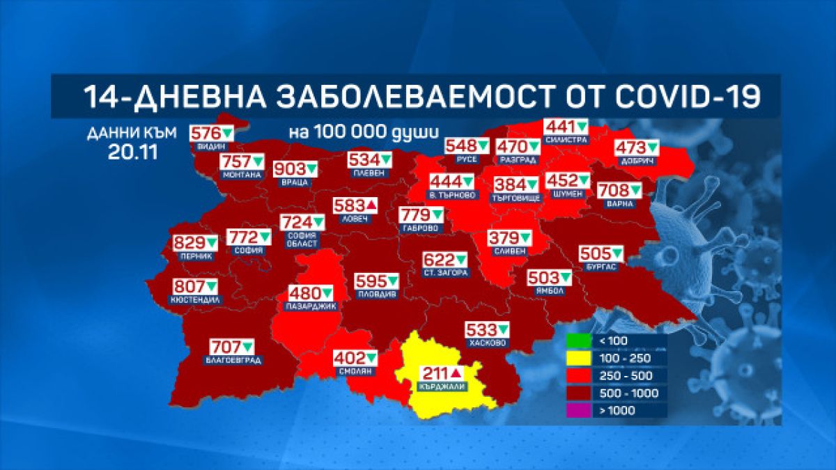 ГРАФИКИ показват какво се случва със заболеваемостта у нас за 14 дни