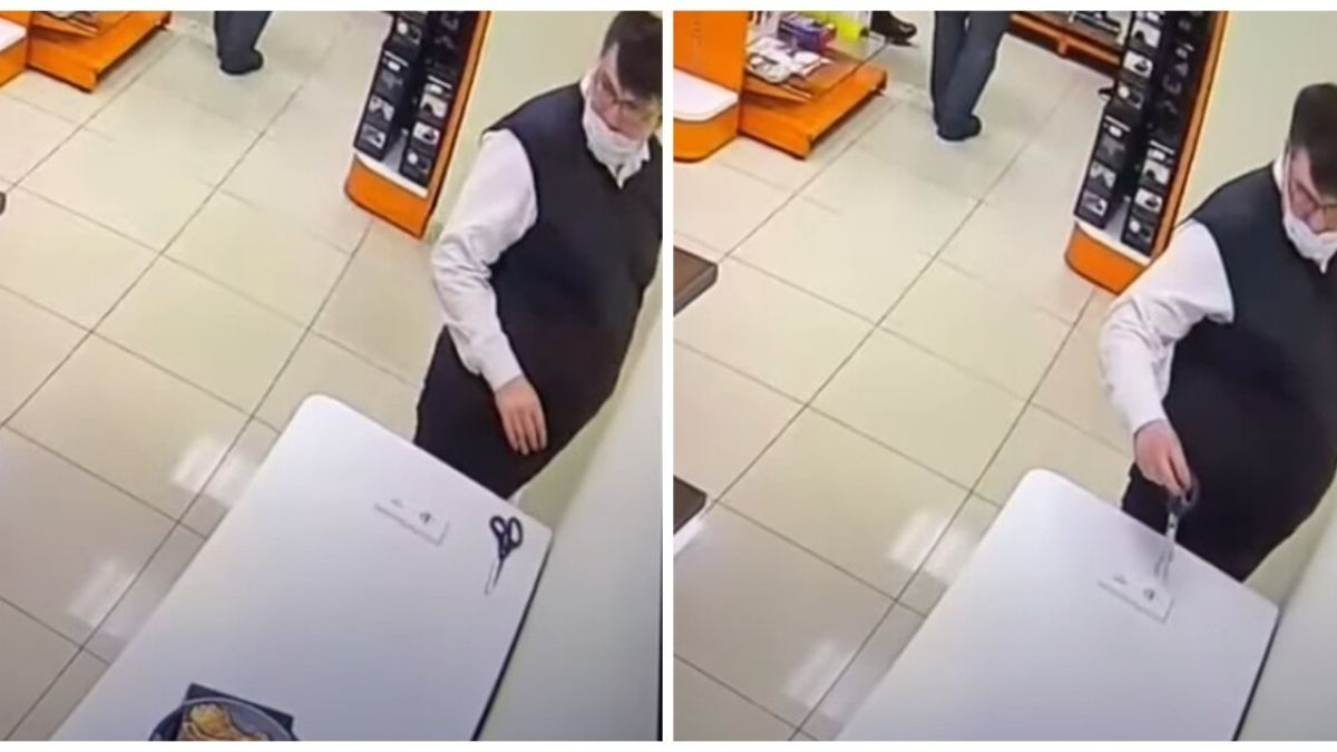 Любопитен младеж заби ножица в електрически контакт в магазин ВИДЕО