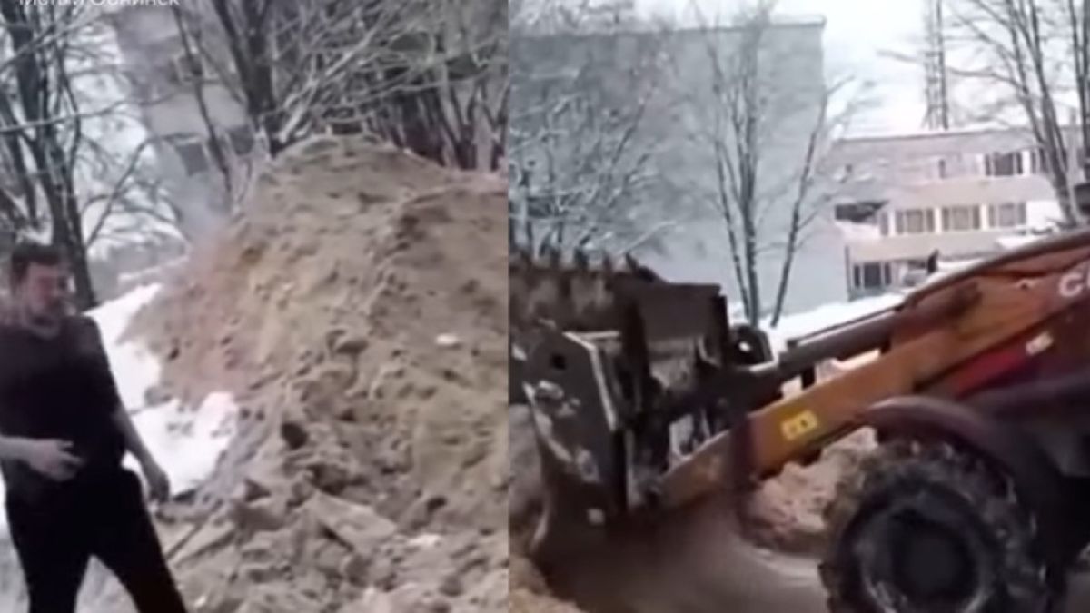 Шофьор на снегорин се нервира и стана страшно ВИДЕО