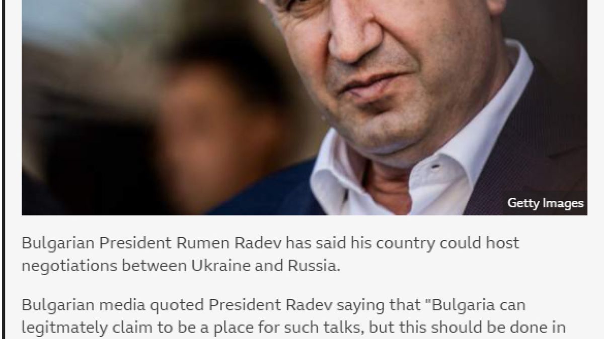 BBC повтори думи на Радев за Украйна и Русия СНИМКА