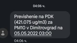 Димитровград отново с превишения на серния диоксид