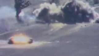 ВИДЕО от войната: Дрон засне ликвидирането на мотострелкова част с 3 ракетни удара