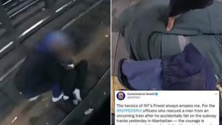 Спиращо дъха ВИДЕО, спасиха мъж секунди преди да бъде премазан от метрото
