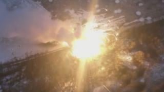 ВИДЕО от войната: Зрелищно унищожаване на реактивна система за залпов огън