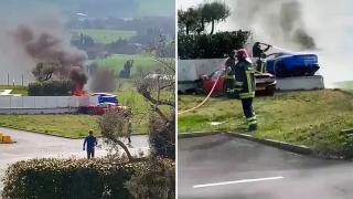 Зверска катастрофа: Две Ferrari-та с полет се забиха в оградата на вилата ВИДЕО