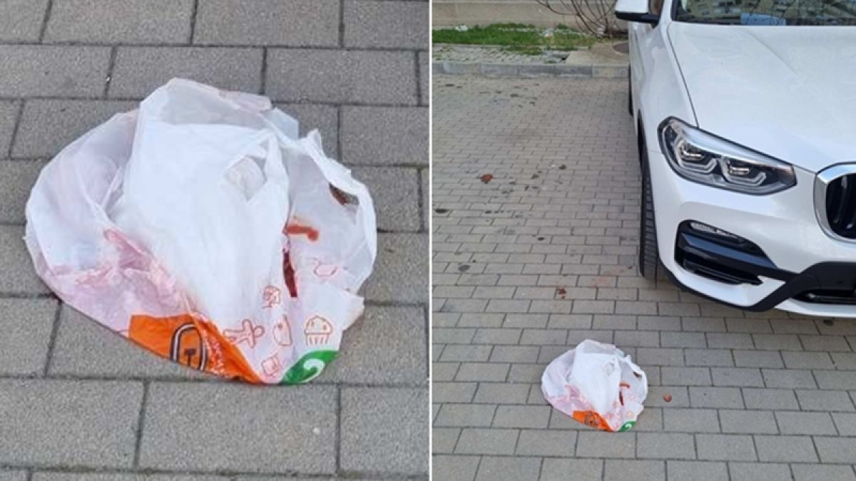 Плик, пълен с кокали и кръв полетя от прозорец и падна на сантиметри от кола СНИМКА