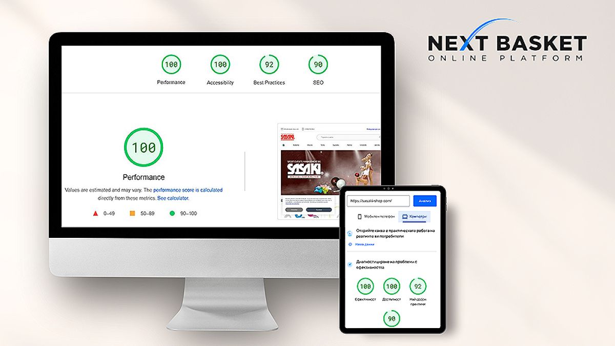 NEXT BASKET с отлични резултати в тестовете за скорост на Google