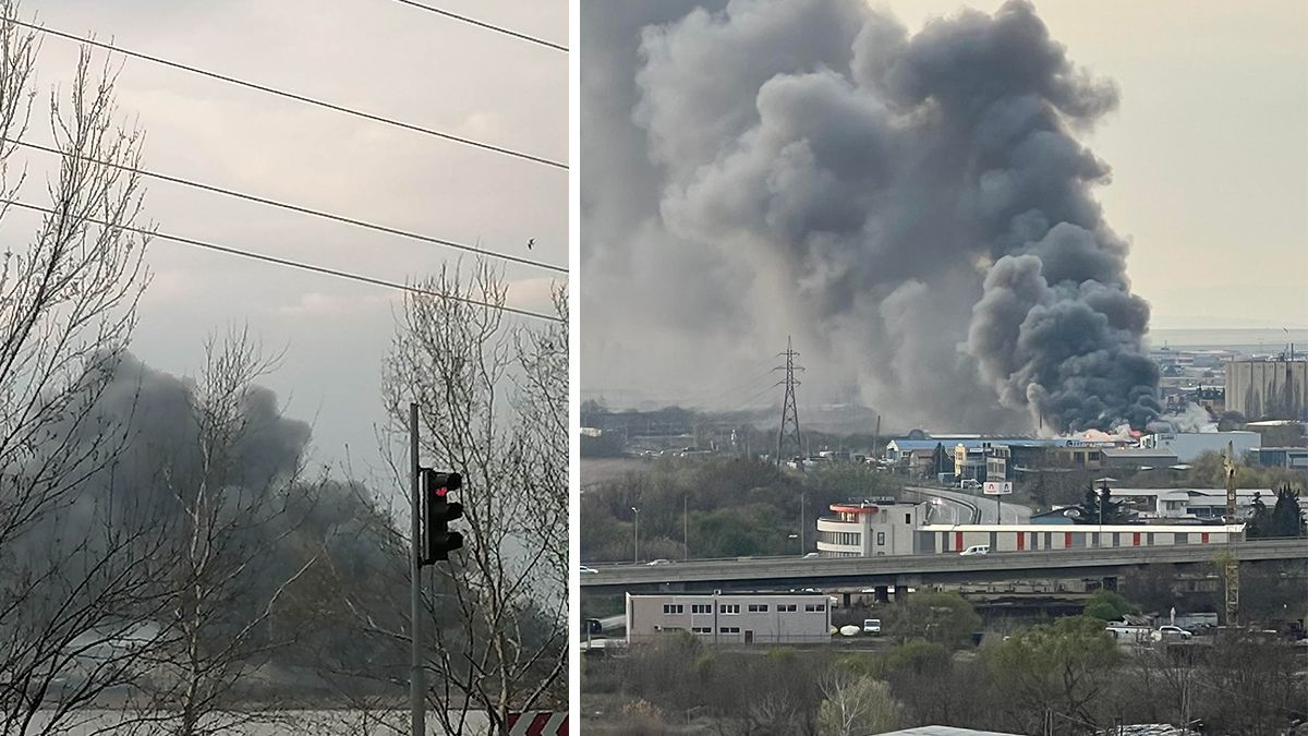Огромен пожар избухна в Бургас, небето над града почерня СНИМКИ