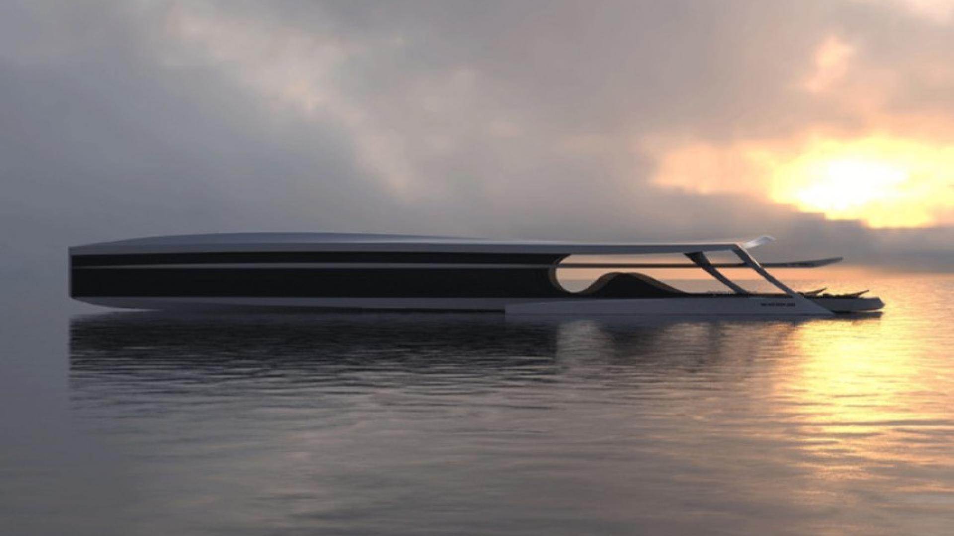 Тази суперяхта имитира птица, която се носи по водата