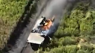 ВИДЕО от войната: Ракета откъсна купола на украинска бойна машина на пехотата