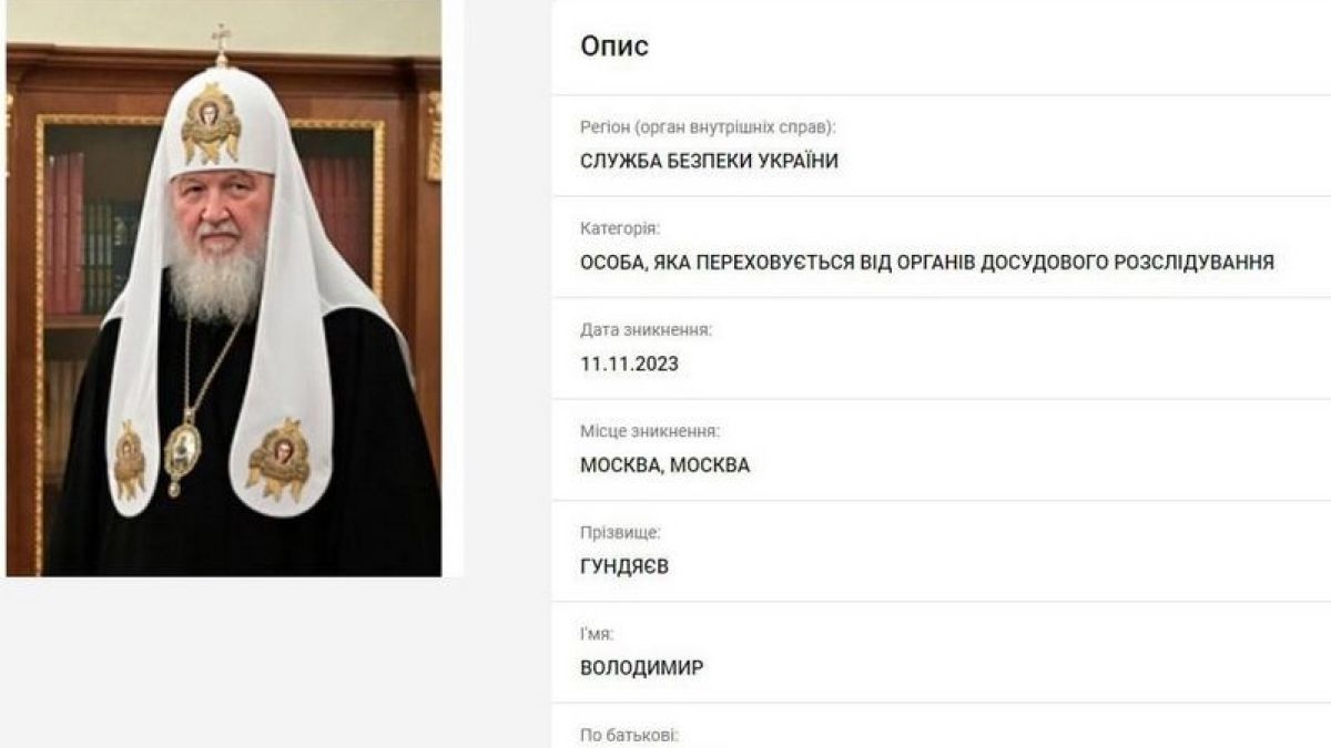 Украйна обяви руския патриарх Кирил за издирване