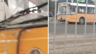 Зверско меле в София с автобус и... СНИМКИ