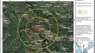 Земетресение люшна България, епицентърът е до София