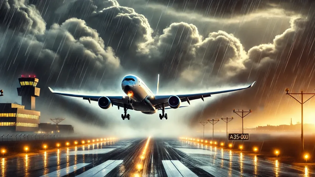 Майсторство във въздуха: Пилот на Airbus приземи самолет по време на ураган над Лондон ВИДЕО