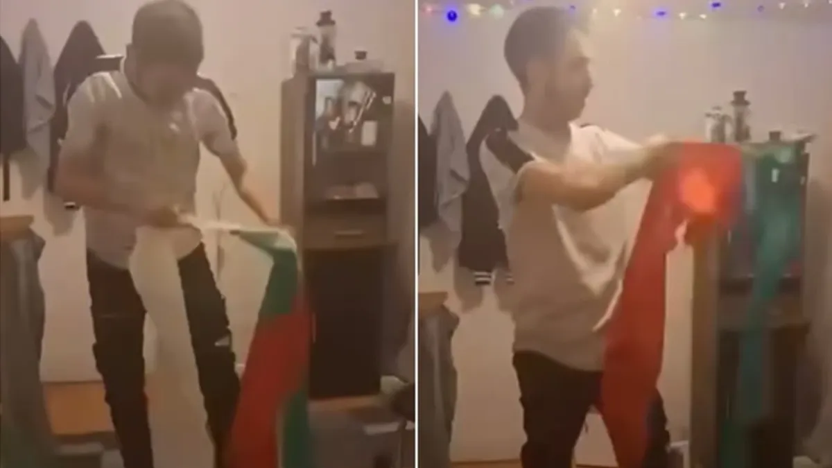 Разпознава ли някой този “българин”? Мрежата беснее заради гаврата му със знамето ВИДЕО