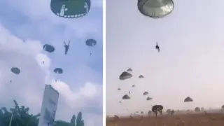 Мрежата се смее на този въздушен десант на военни ВИДЕО
