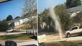 Камера за наблюдение засне "прашен дявол" да напада жена ВИДЕО